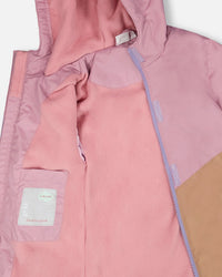 Insulated Mid-Season Jacket In Recycled Polyester Mauve, Lilac And Beige - H30W46S_06004