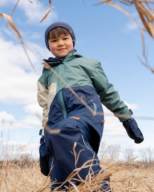 Mid-Season Jacket In Recycled Polyester Dark Green, Beige And Navy - H30W46_03003