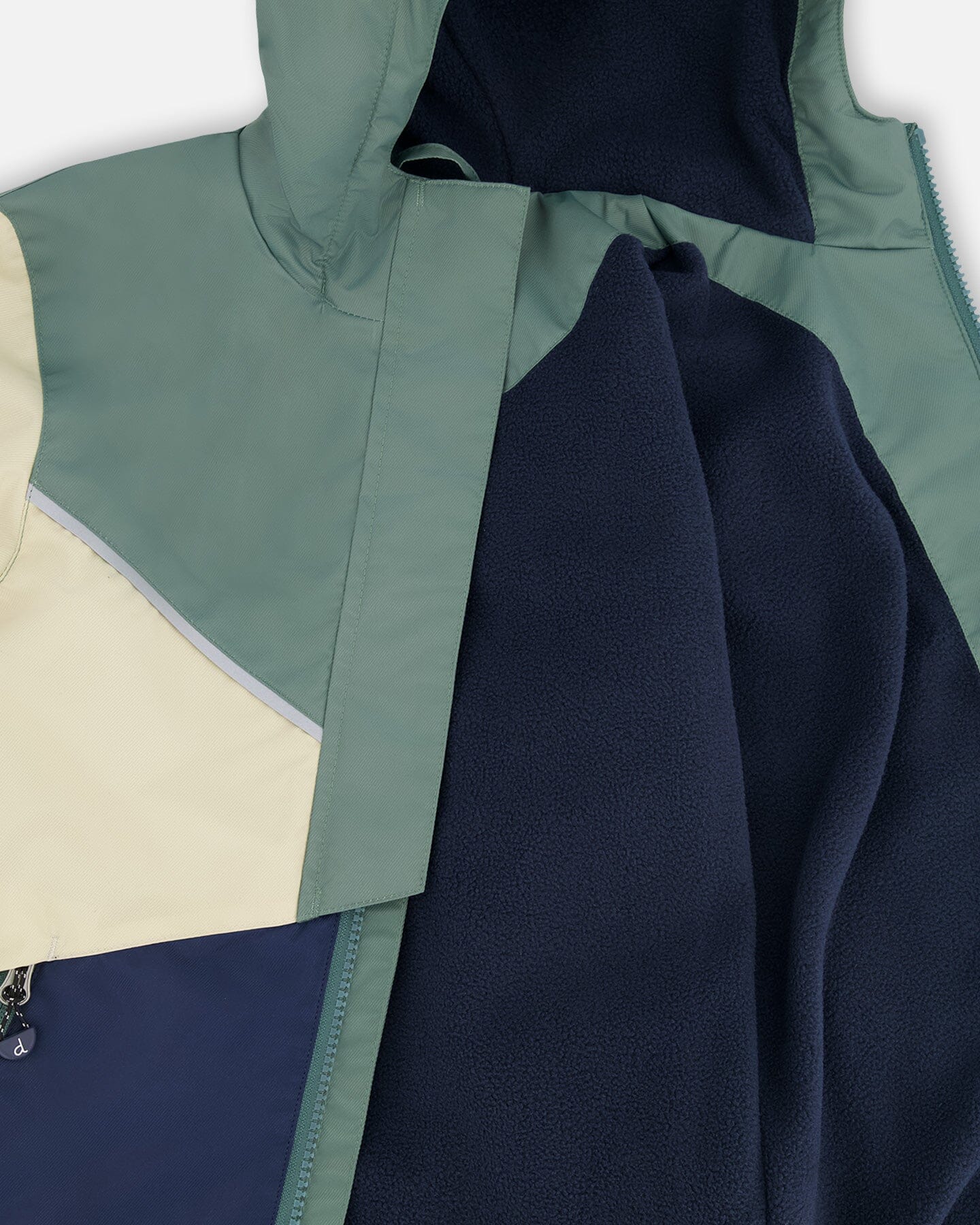 Mid-Season Jacket In Recycled Polyester Dark Green, Beige And Navy - H30W46_03003