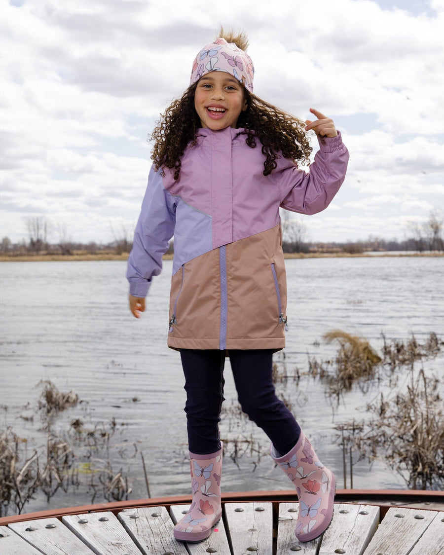 Mid-Season Jacket In Recycled Polyester Mauve, Lilac And Beige - H30W46_06004