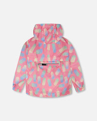 Packable Windbreaker In Polyester Pink Lollipop Print Outerwear Deux par Deux 