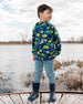 Packable Windbreaker In Polyester Blue Dinosaur Print - H30W49_3H036