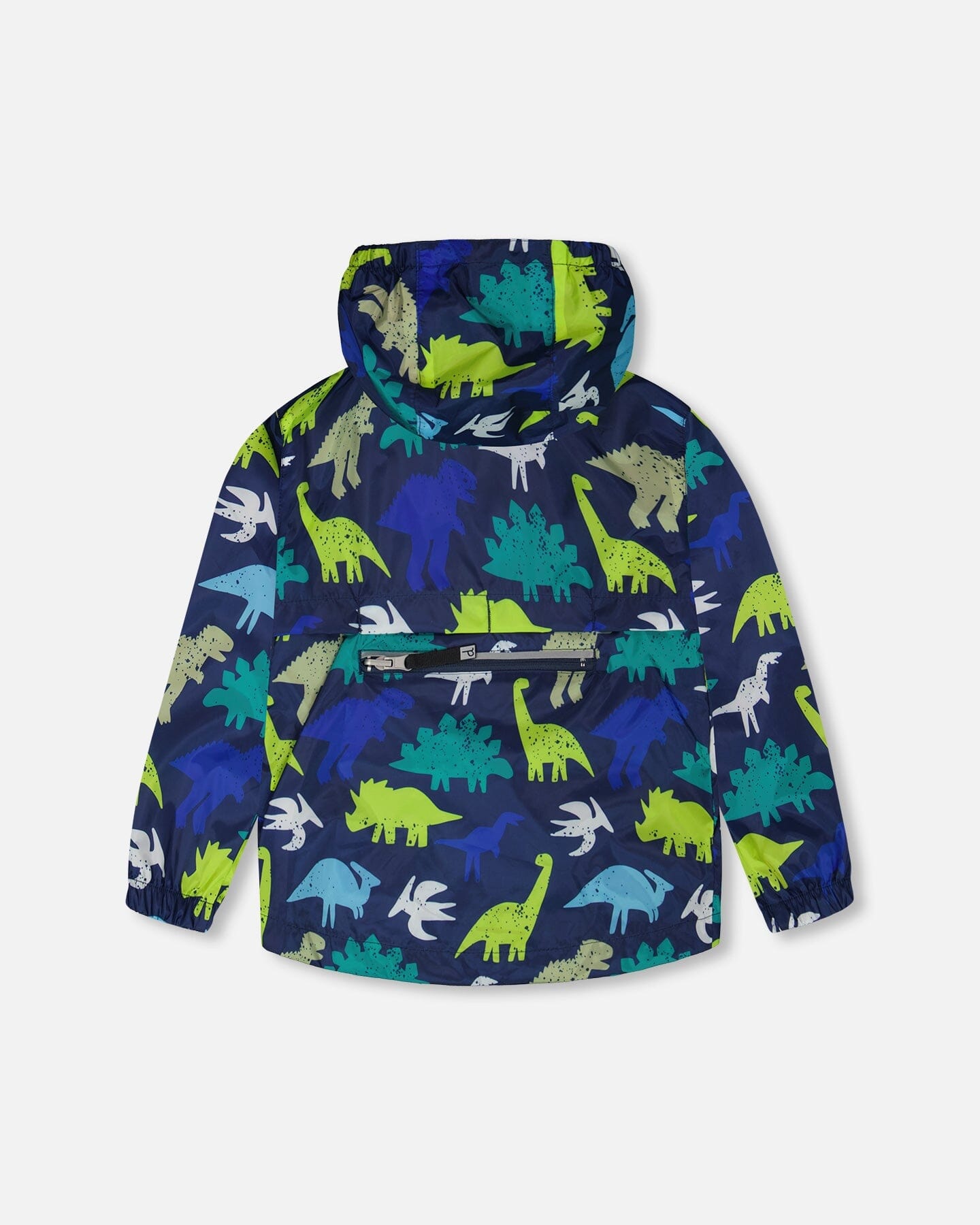 Packable Windbreaker In Polyester Blue Dinosaur Print - H30W49_3H036