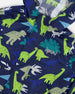 Packable Windbreaker In Polyester Blue Dinosaur Print - H30W49_3H036