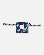 Packable Windbreaker In Polyester Blue Dinosaur Print - H30W49_3H036