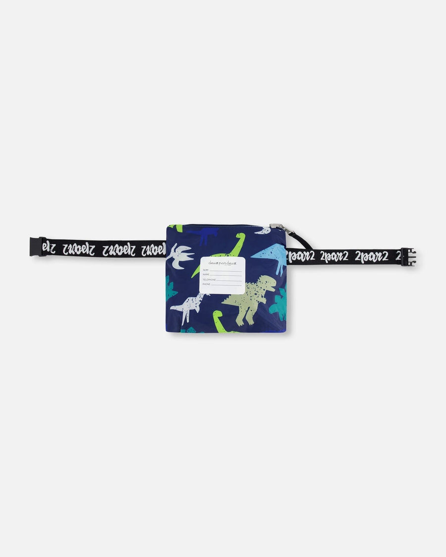 Packable Windbreaker In Polyester Blue Dinosaur Print - H30W49_3H036