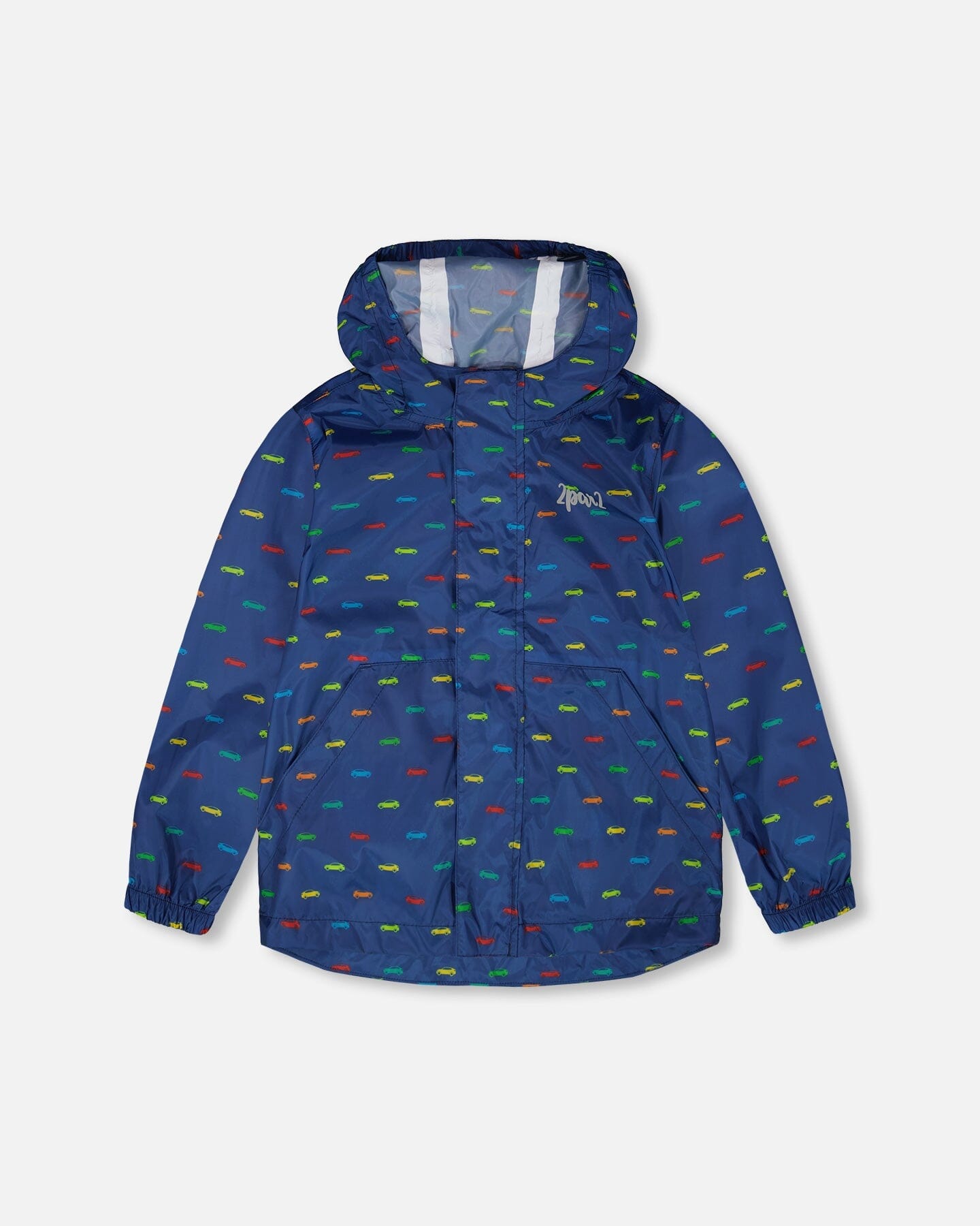 Packable Windbreaker In Polyester Blue Car Print - H30W49_3H037