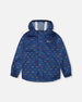 Packable Windbreaker In Polyester Blue Car Print - H30W49_3H037