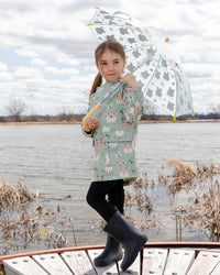 Rain Jacket In Polyurethane Green Frog Print - H30W50_3H022
