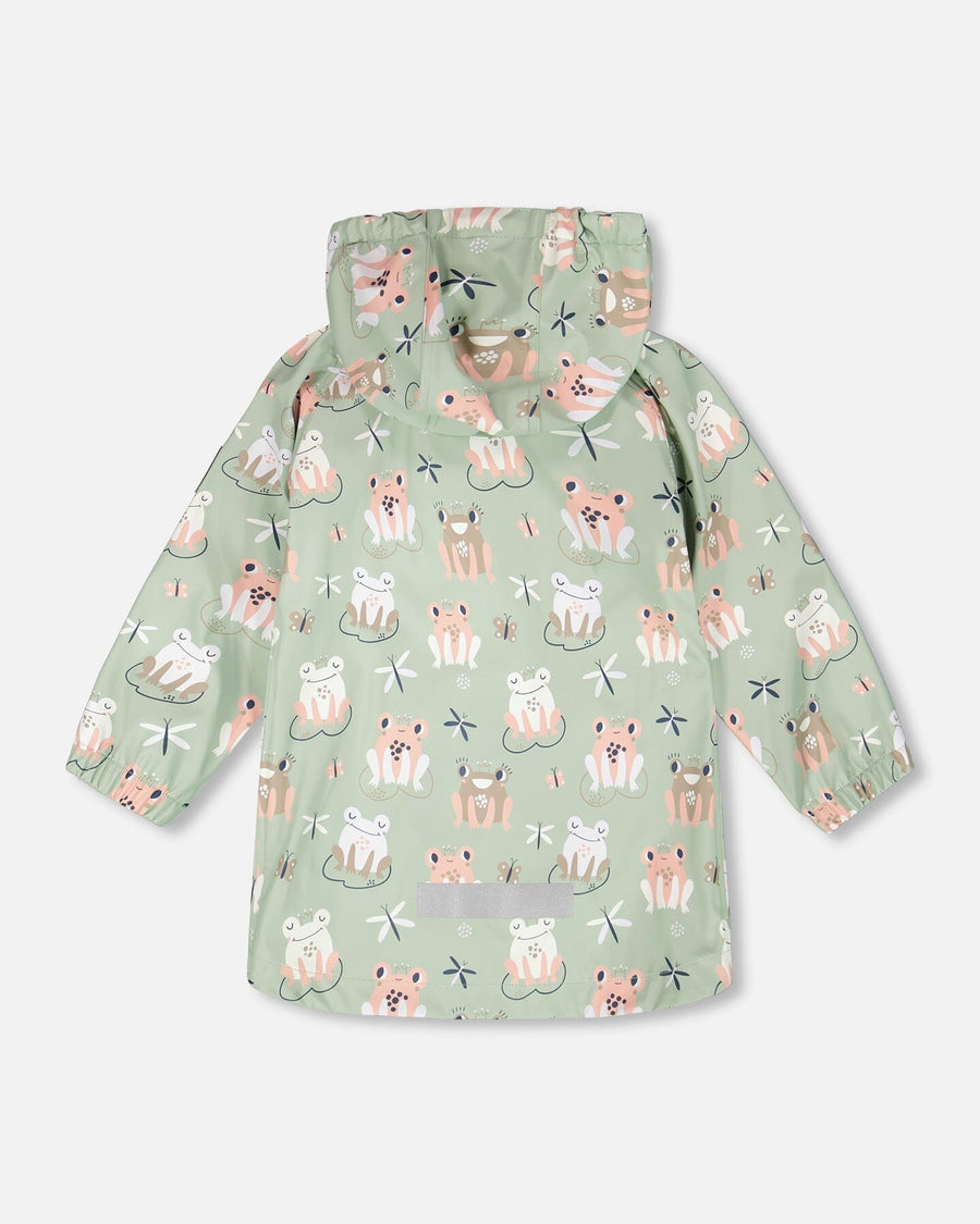 Rain Jacket In Polyurethane Green Frog Print - H30W50_3H022