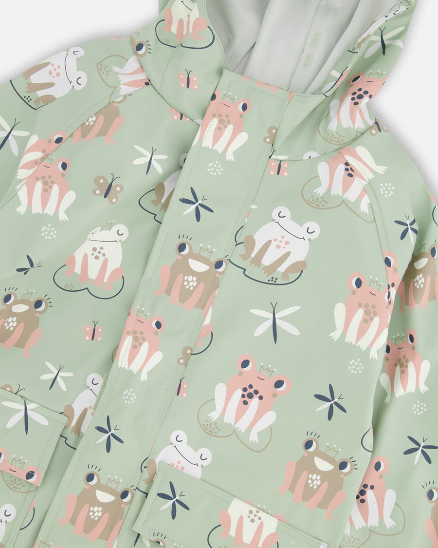 Rain Jacket In Polyurethane Green Frog Print - H30W50_3H022