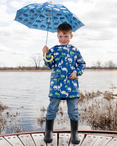 Rain Jacket In Polyurethane Blue Chameleon Print - H30W50_3H023