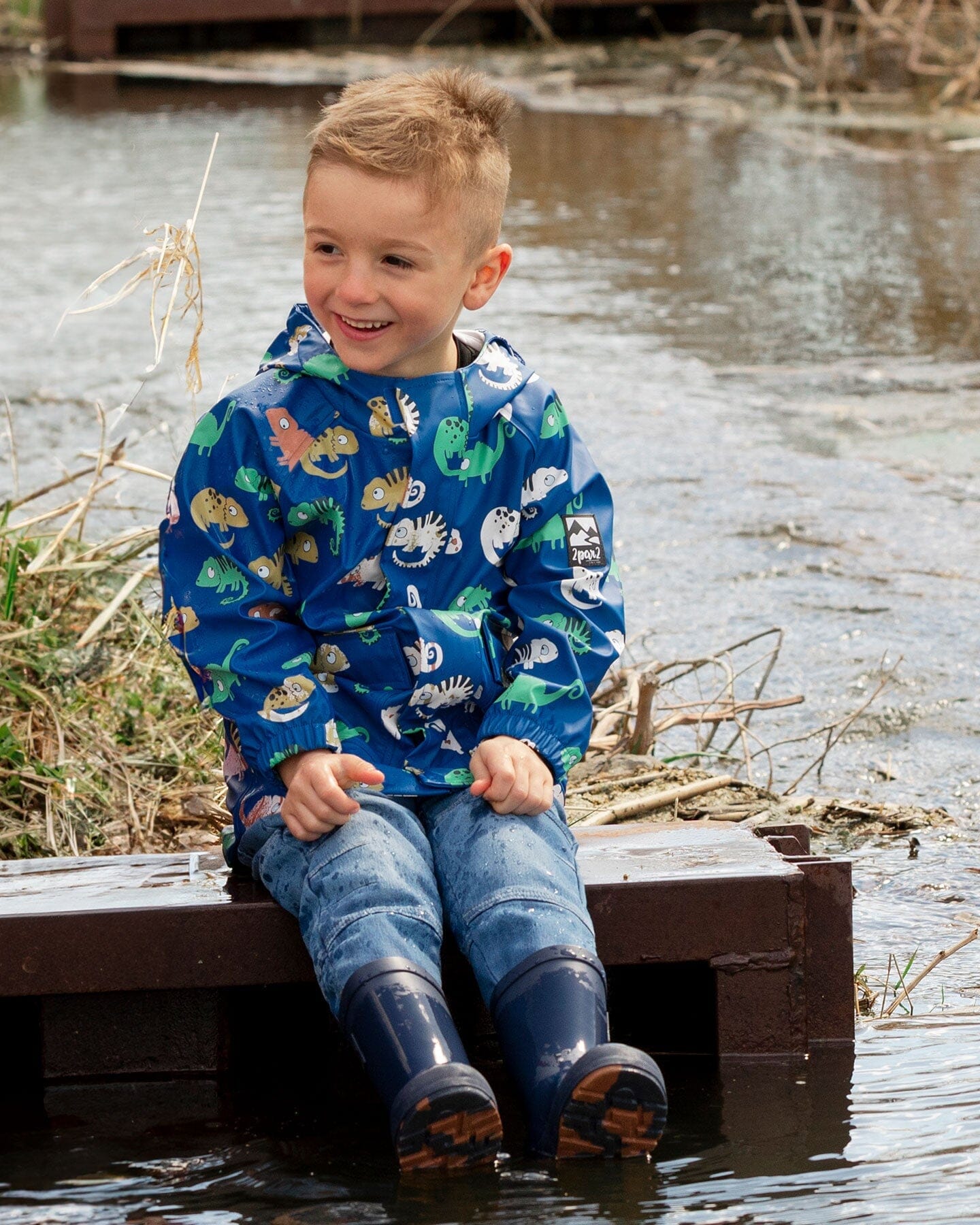 Rain Jacket In Polyurethane Blue Chameleon Print - H30W50_3H023