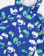 Rain Jacket In Polyurethane Blue Chameleon Print - H30W50_3H023