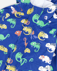 Blue raincoat with color-changing chameleon Outerwear Deux par Deux 