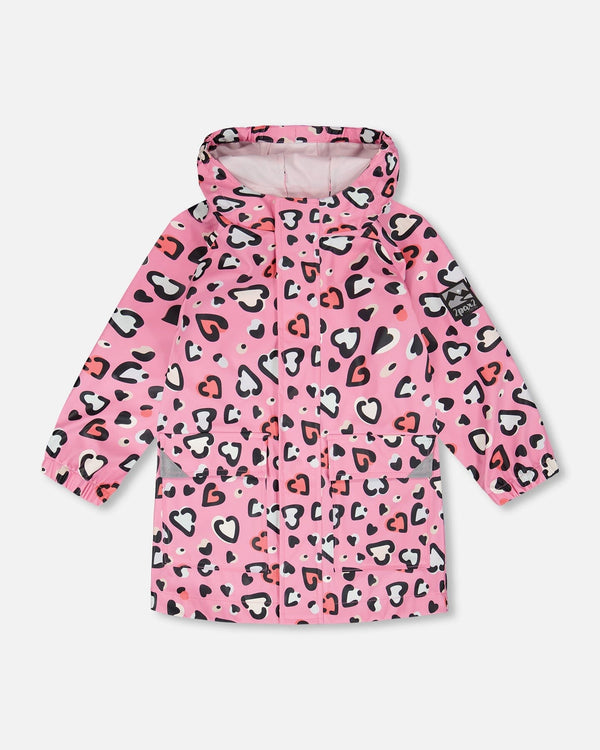 Rain Jacket In Polyurethane Pink Heart Print - H30W50_3H024