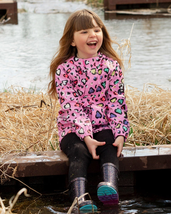 Rain Jacket In Polyurethane Pink Heart Print - H30W50_3H024