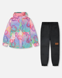 Insulated Two-Piece Mid-Season Outerwear Set Multicolored Printed Smileys - H30W51S_3H012