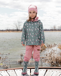 Two-Piece Mid-Season Outerwear Set Green Cat Print - H30W51_3H001