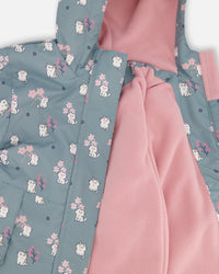 Two-Piece Mid-Season Outerwear Set Green Cat Print - H30W51_3H001