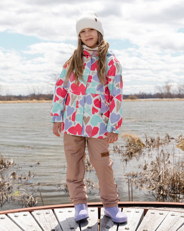 Two-Piece Mid-Season Outerwear Set White Heart Print - H30W51_3H002