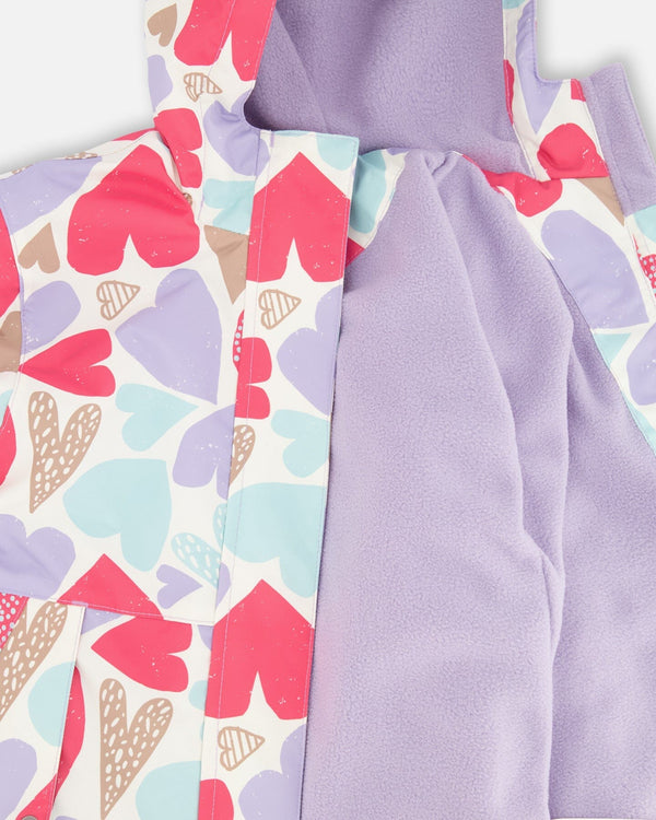 Two-Piece Mid-Season Outerwear Set White Heart Print - H30W51_3H002