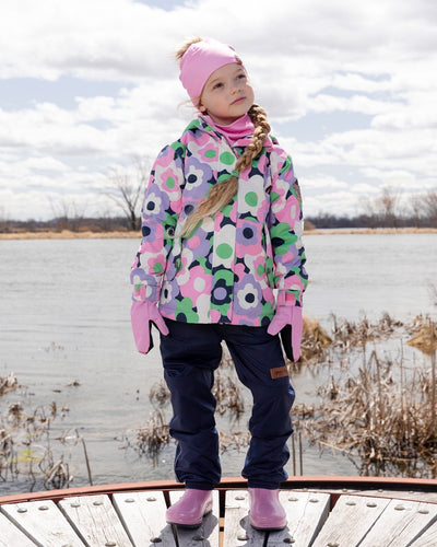 Two-Piece Mid-Season Outerwear Set Black Printed Flowers - H30W51_3H003