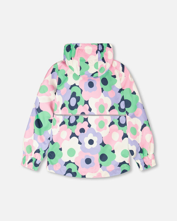 Two-Piece Mid-Season Outerwear Set Black Printed Flowers - H30W51_3H003