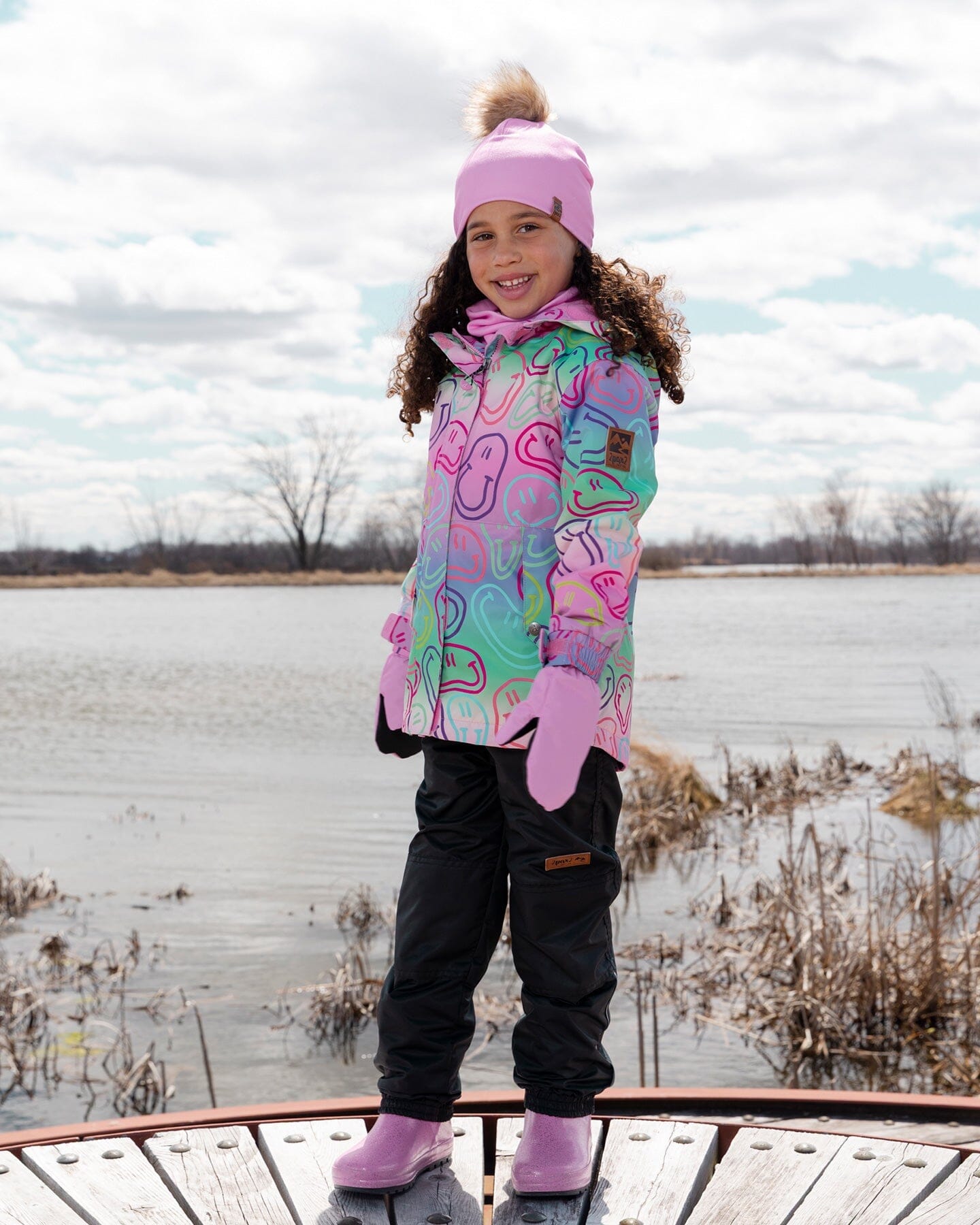 Two-Piece Mid-Season Outerwear Set Multicolored Printed Smileys - H30W51_3H012