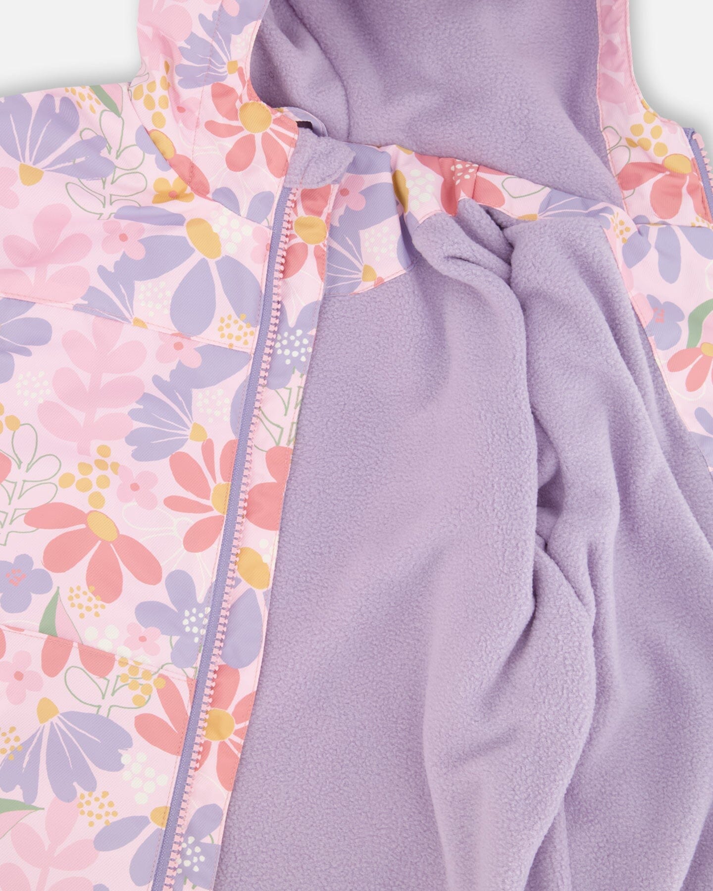 Insulated Two-Piece Mid-Season Outerwear Set Pink Flower Print - H30W52S_3H004