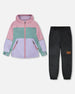 Two-Piece Mid-Season Outerwear Set Mauve Colorblock - H30W52_06004
