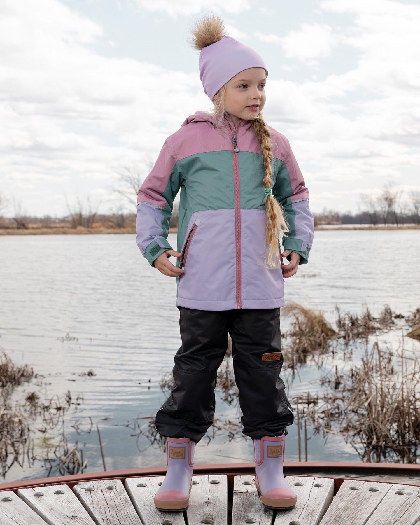 Two-Piece Mid-Season Outerwear Set Mauve Colorblock - H30W52_06004