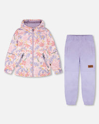 Two-Piece Mid-Season Outerwear Set Pink Flower Print - H30W52_3H004