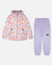 Two-Piece Mid-Season Outerwear Set Pink Flower Print - H30W52_3H004