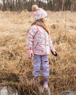 Two-Piece Mid-Season Outerwear Set Pink Flower Print - H30W52_3H004