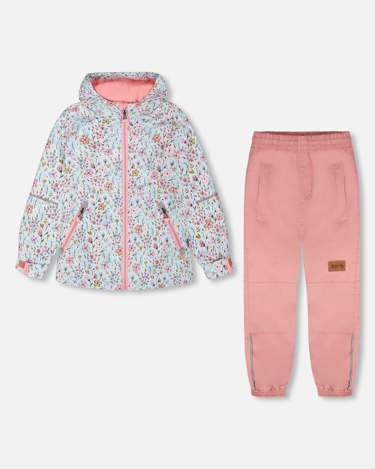 Two-Piece Mid-Season Outerwear Set Blue Mini Flower Print - H30W52_3H005