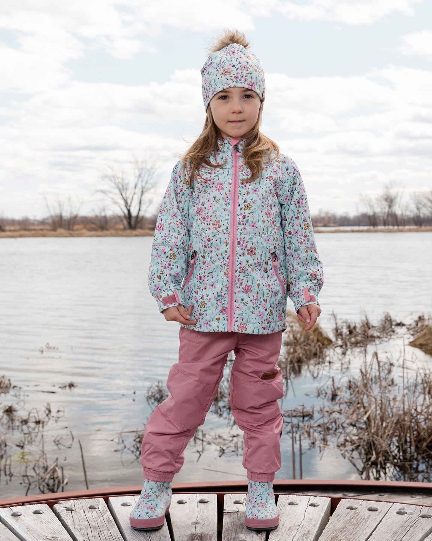 Two-Piece Mid-Season Outerwear Set Blue Mini Flower Print - H30W52_3H005