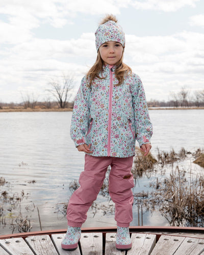 Two-Piece Mid-Season Outerwear Set Blue Mini Flower Print - H30W52_3H005