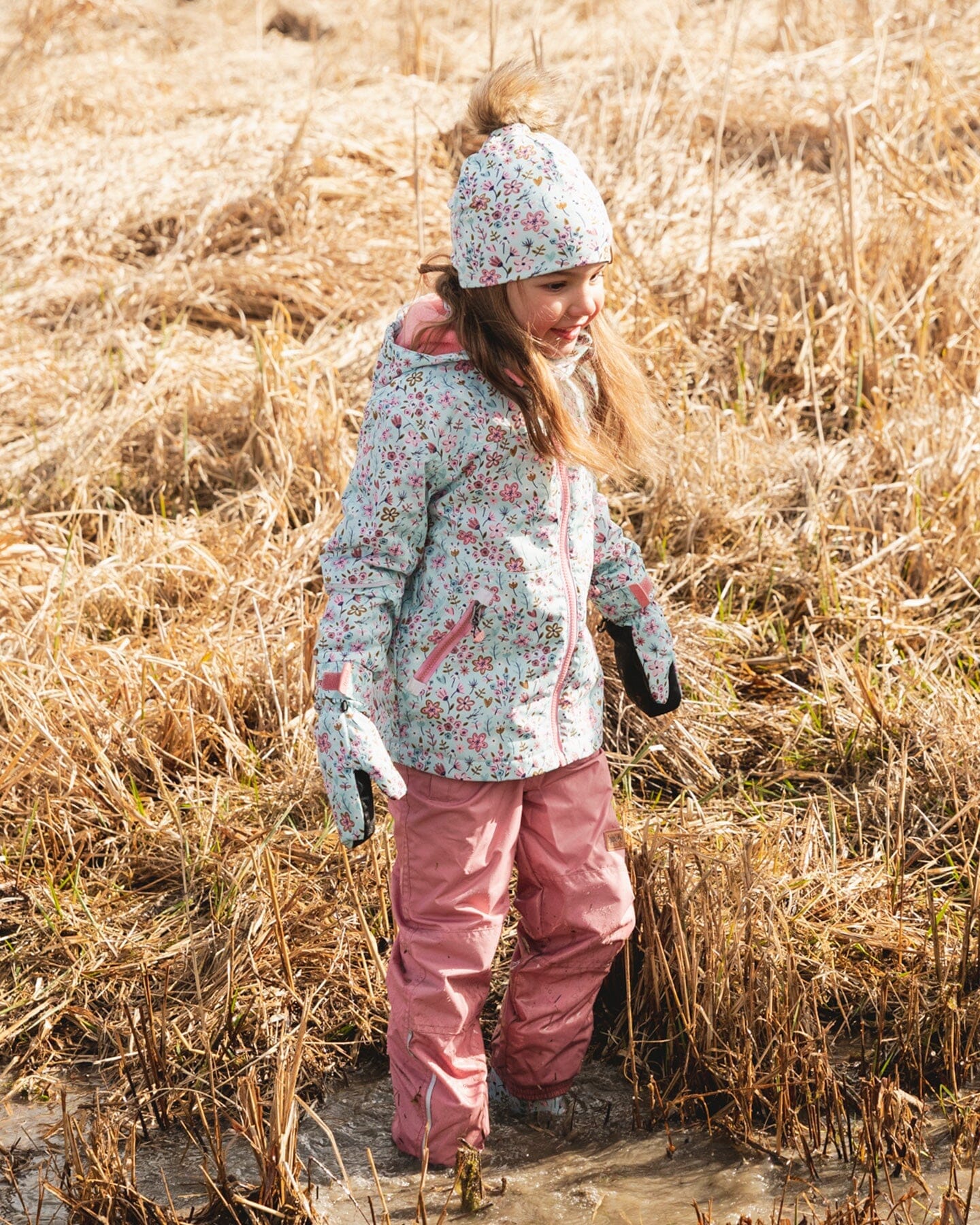 Two-Piece Mid-Season Outerwear Set Blue Mini Flower Print - H30W52_3H005