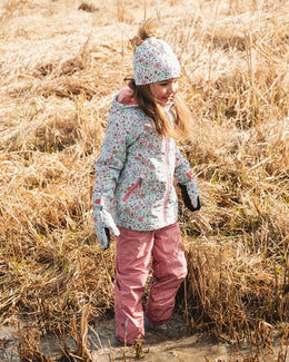 Two-Piece Mid-Season Outerwear Set Blue Mini Flower Print - H30W52_3H005