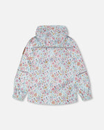 Two-Piece Mid-Season Outerwear Set Blue Mini Flower Print - H30W52_3H005