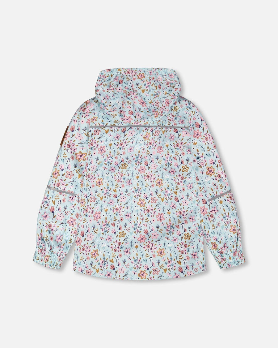 Two-Piece Mid-Season Outerwear Set Blue Mini Flower Print - H30W52_3H005