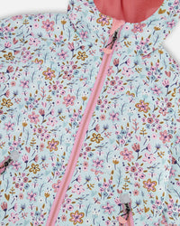 Two-Piece Mid-Season Outerwear Set Blue Mini Flower Print - H30W52_3H005