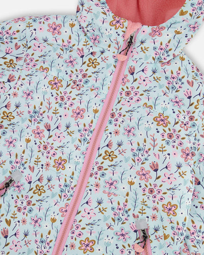 Two-Piece Mid-Season Outerwear Set Blue Mini Flower Print - H30W52_3H005