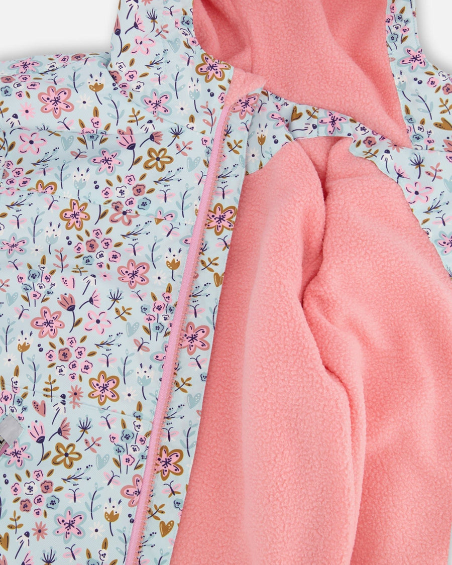 Two-Piece Mid-Season Outerwear Set Blue Mini Flower Print - H30W52_3H005