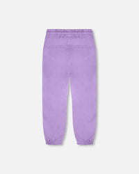 3-In-1 Two-Piece Mid-Season Outerwear With Solid Pants Set Purple Daisy Print - H30W53_05005