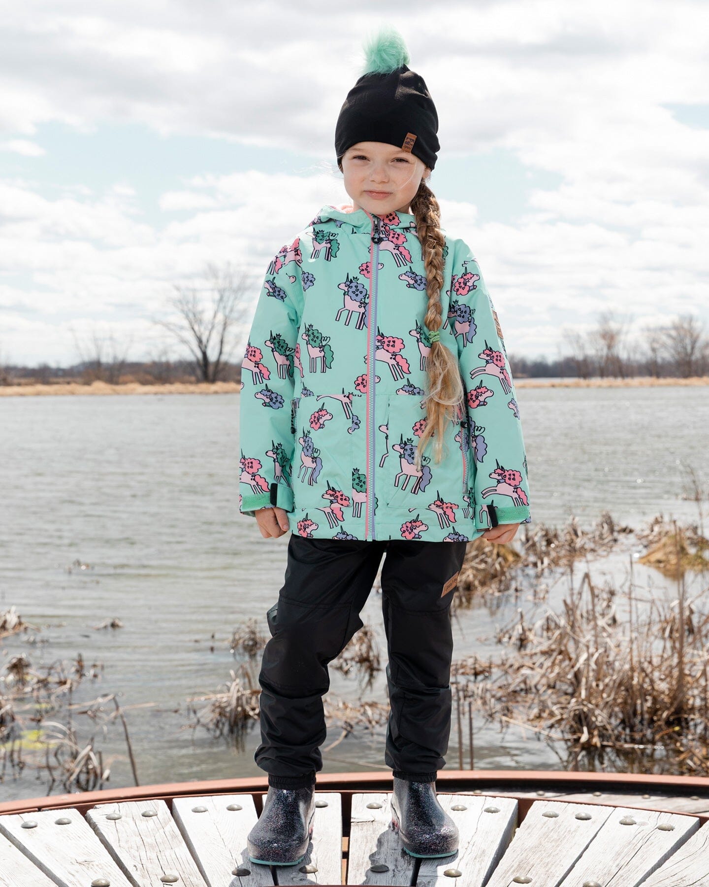 3-In-1 Two-Piece Mid-Season Outerwear Set Blue Unicorn Print - H30W53_3H006