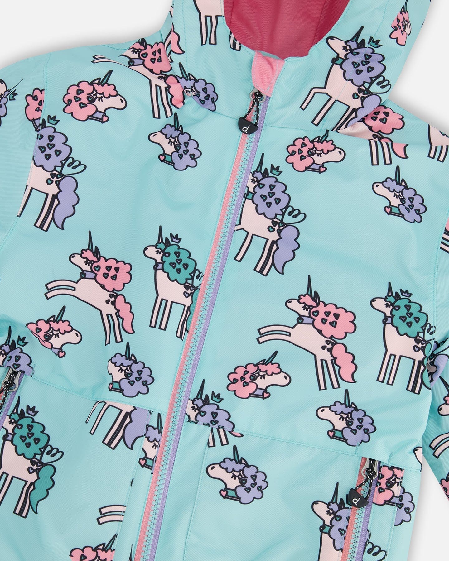 3-In-1 Two-Piece Mid-Season Outerwear Set Blue Unicorn Print - H30W53_3H006