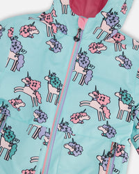 3-In-1 Two-Piece Mid-Season Outerwear Set Blue Unicorn Print - H30W53_3H006