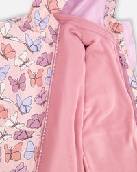 3-In-1 Two-Piece Mid-Season Outerwear Set Pink With Printed Butterflies - H30W53_3H007